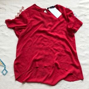 NWT ZARA SILK TOP MEDIUM PINK BEAUTIFUL